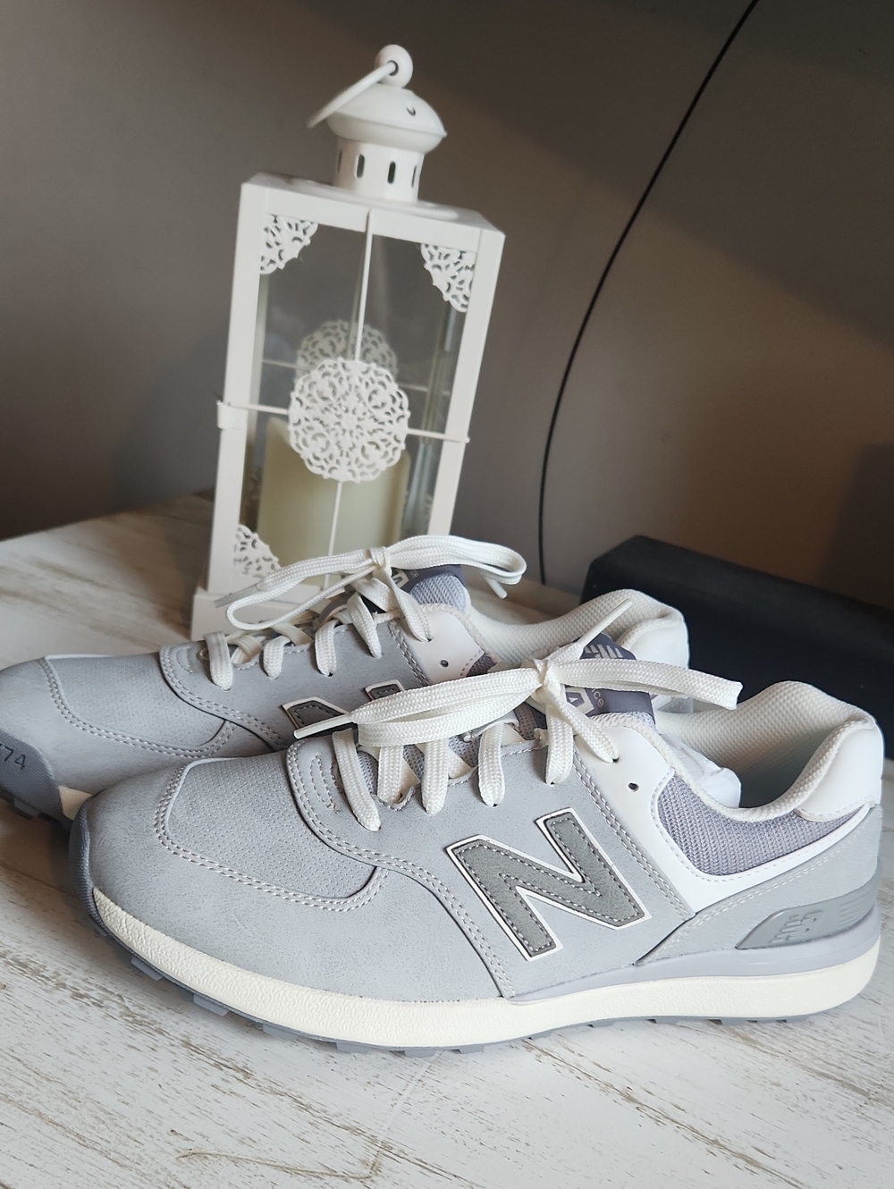 New Balance Women’s Light Gray and White 574 Greens V2 Sneakers